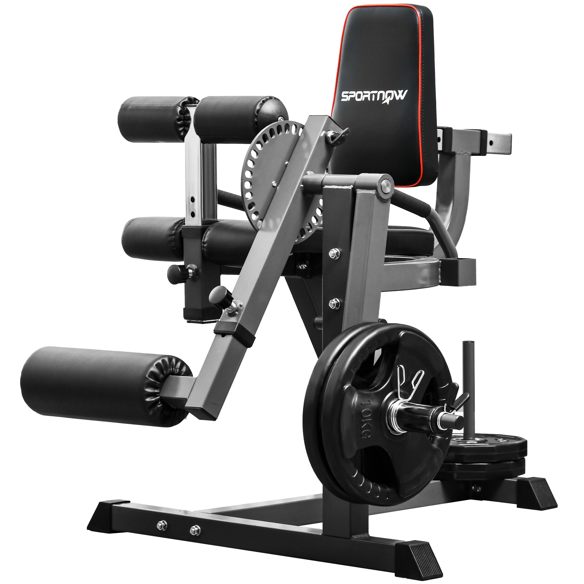 Adjustable Leg Extension Machine Plate Loading Lower Body Training, Steel Black