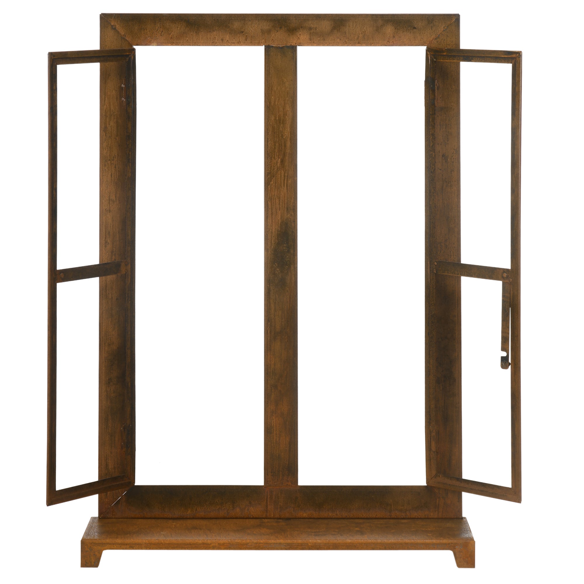 Iron Window Casement with Sill & Latch 55x80cm, Weathered Steel Rustic Brown