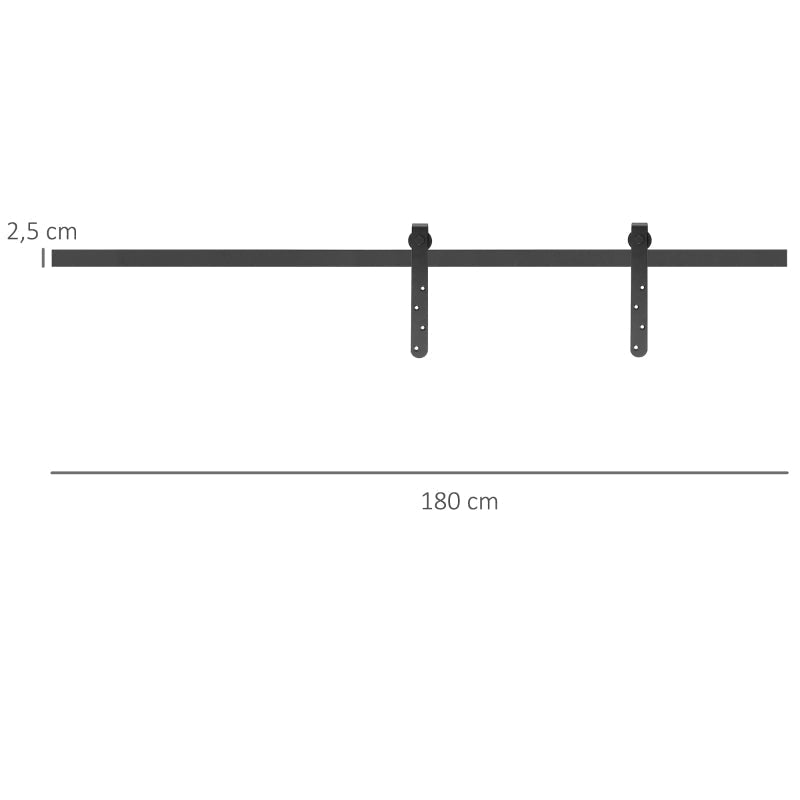 Sliding Door Hardware Kit, 180 cm, Rails, Rollers, Carbon Steel