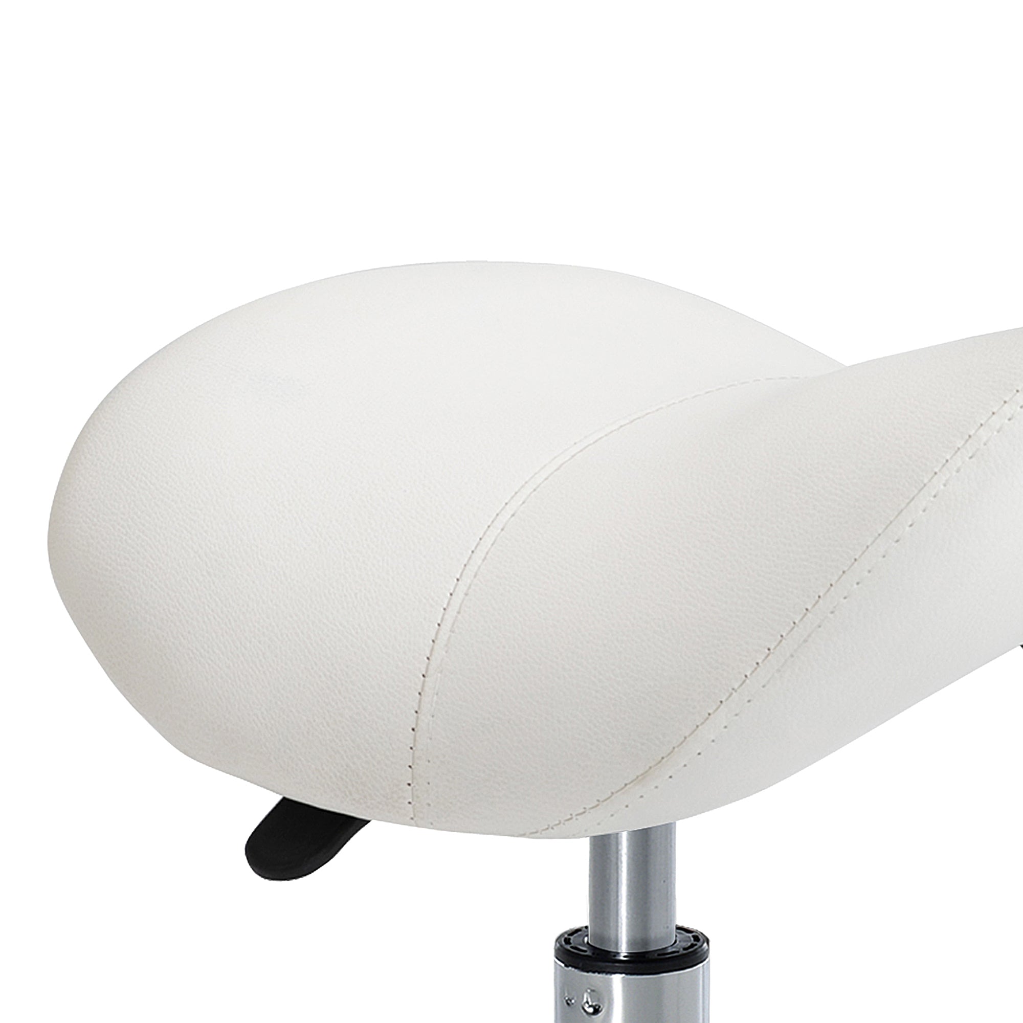 Rolling Stool Swivel Height-Adjustable Saddle, Padded White