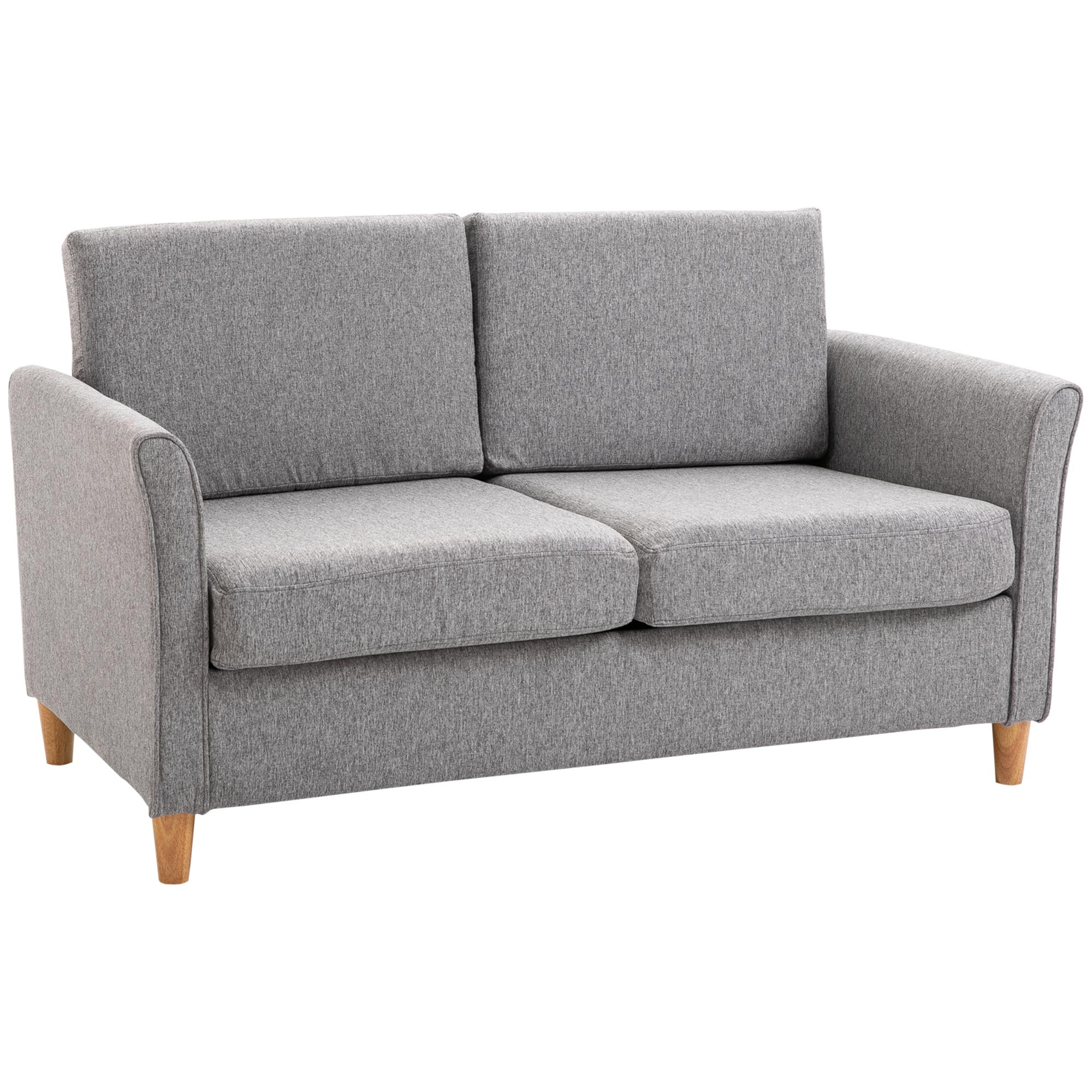 Double Sofa, Removable Cushions, Linen Light Grey