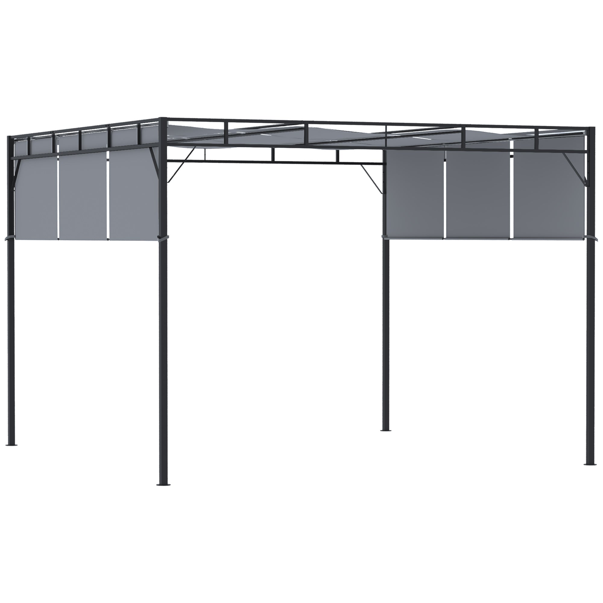 Pergola Gazebo 3x3m Retractable Roof Canopy Dark Grey
