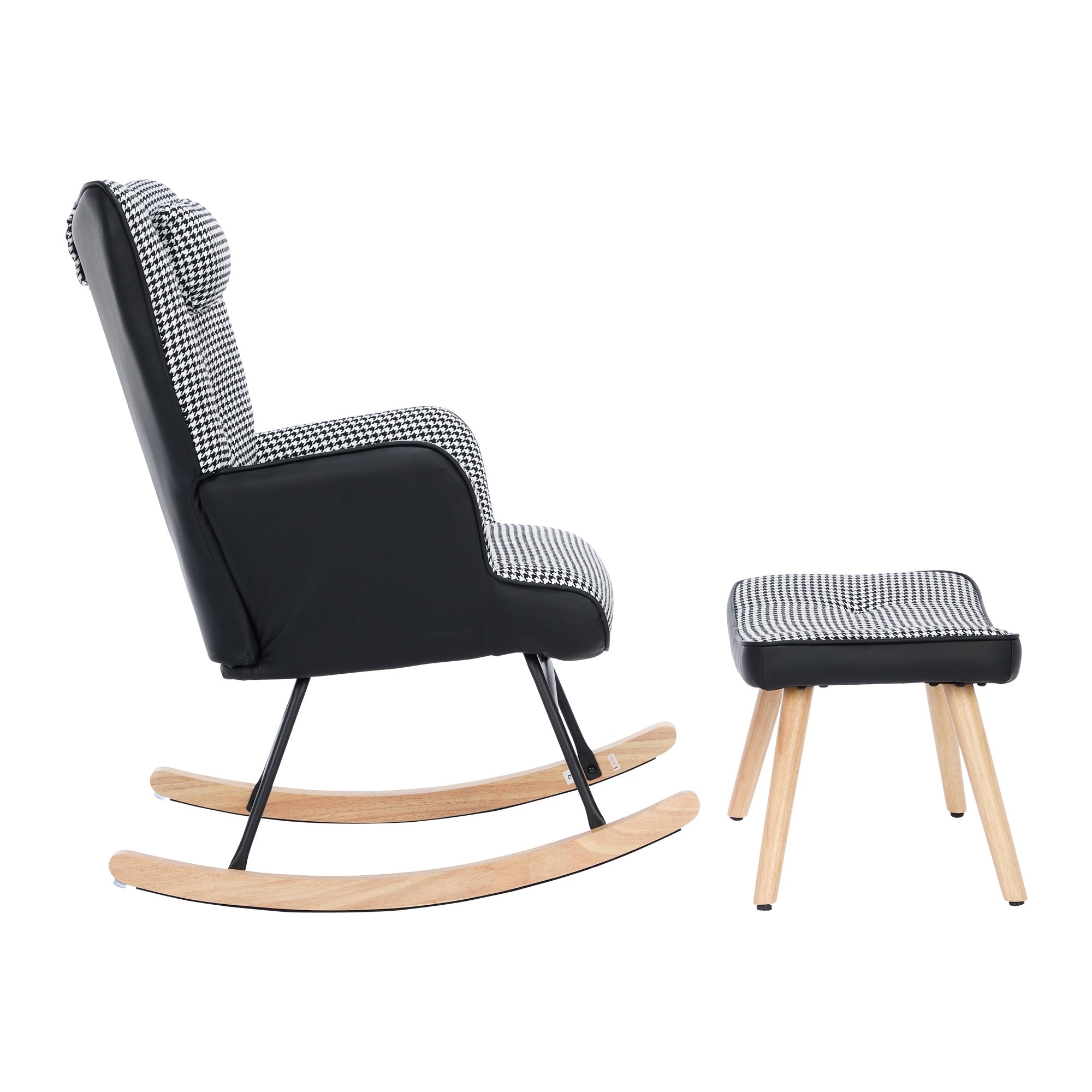 Rocking Chairs for Adults, Fabric Relaxing Recliner Chair with Solid Wood Legs