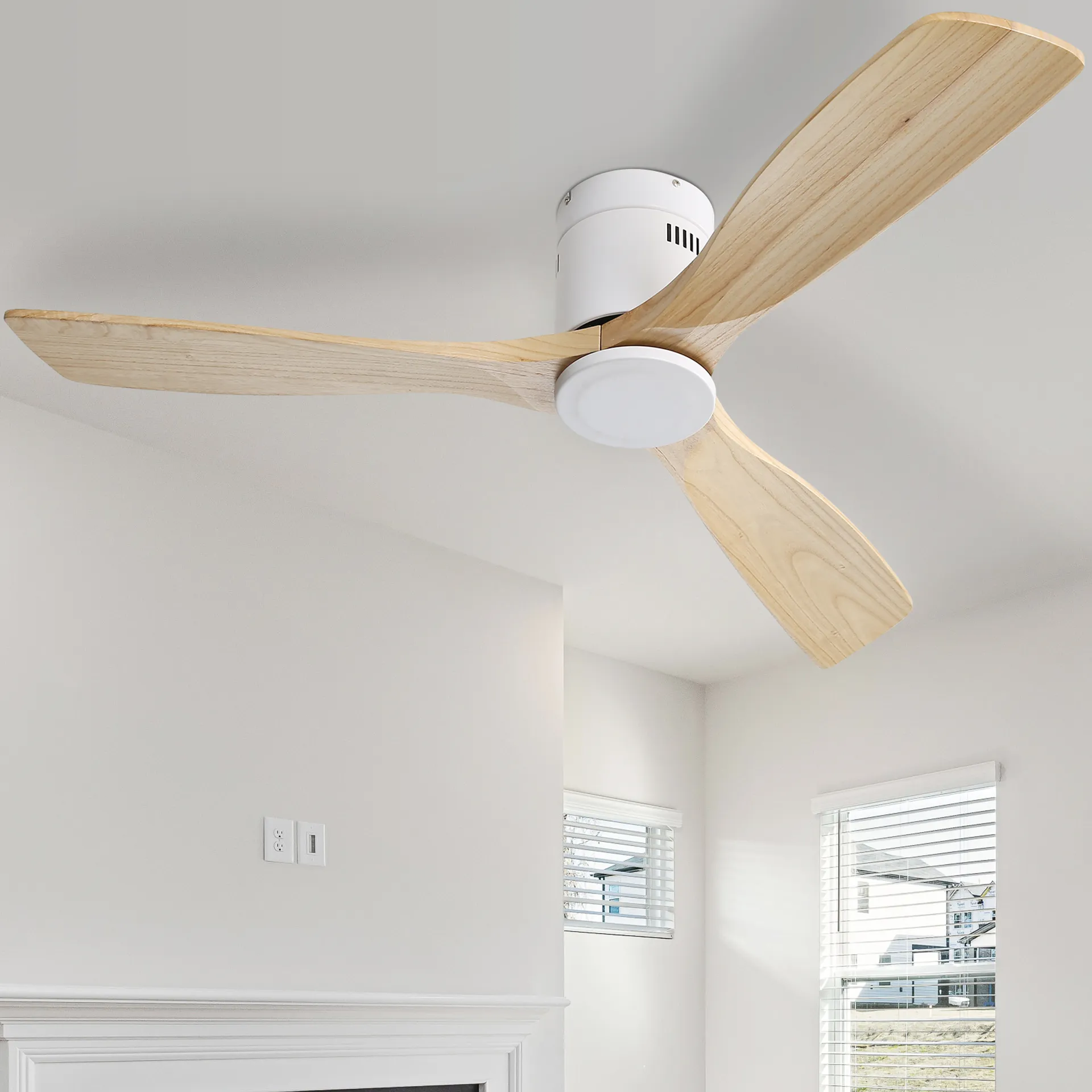 Ceiling Fan 52-Inch, Reversible DC Motor, 3 Solid Wood Blades