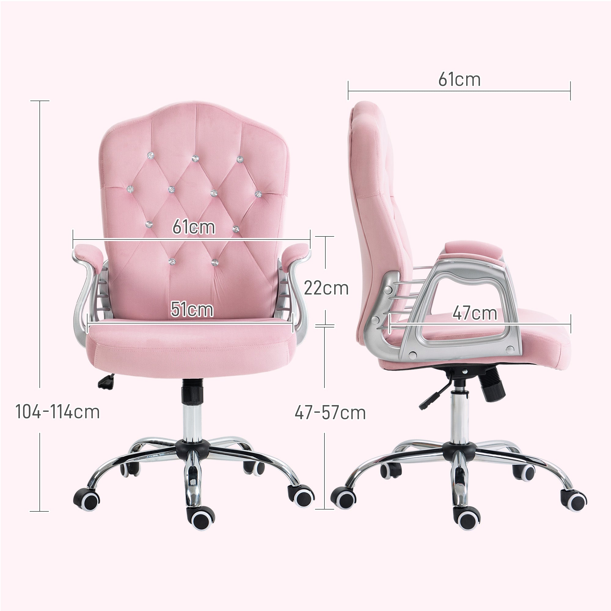 Bürostuhl, ergonomisch, höhenverstellbar mit Wippfunktion, Rosa