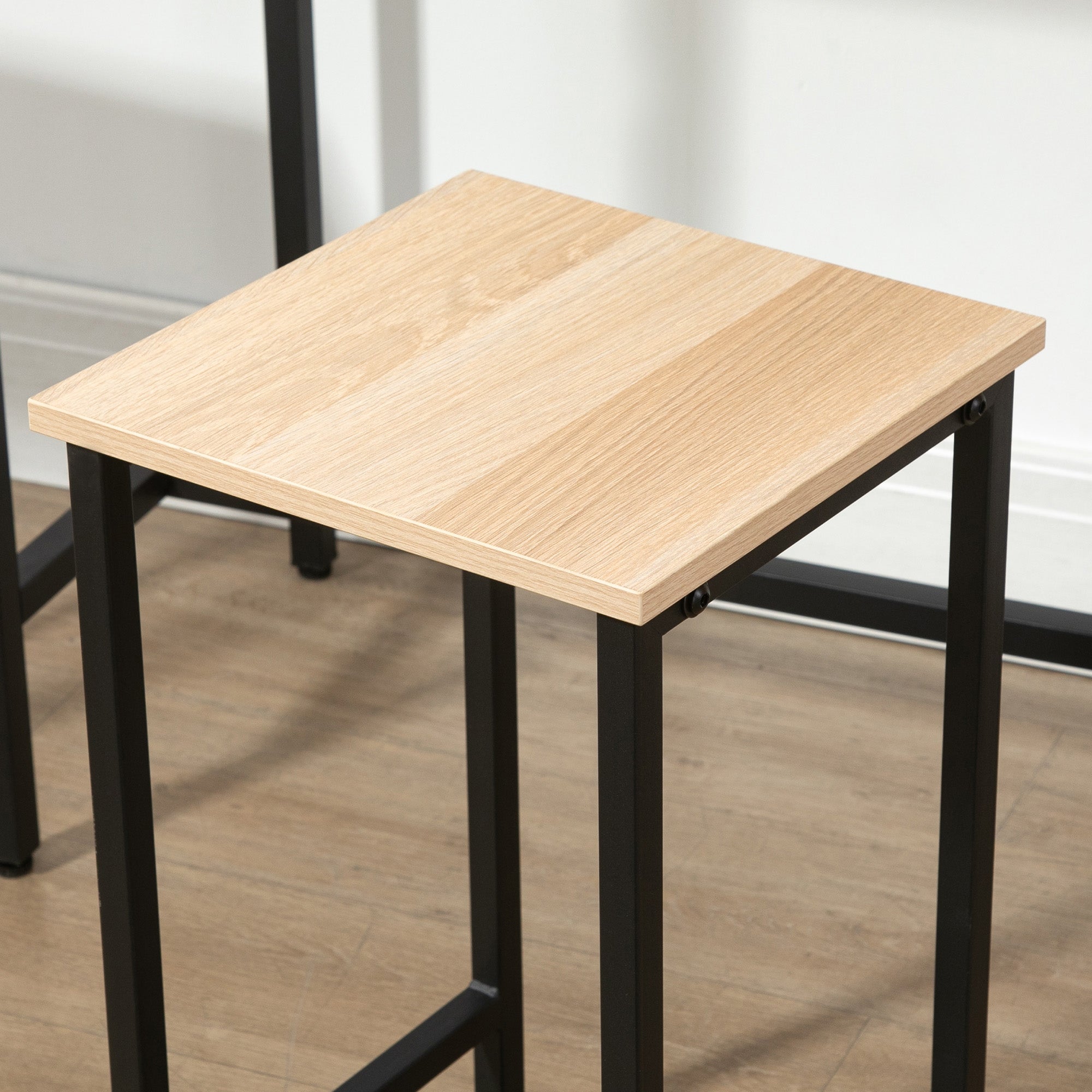 3-Piece Dining Set, Balcony & Garden, Natural Wood Look & Black