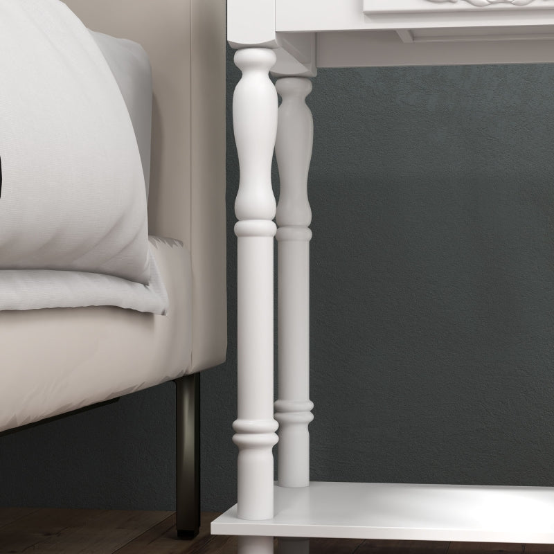Console Table Modern Sofa Side Desk with Storage Shelves and Drawers White