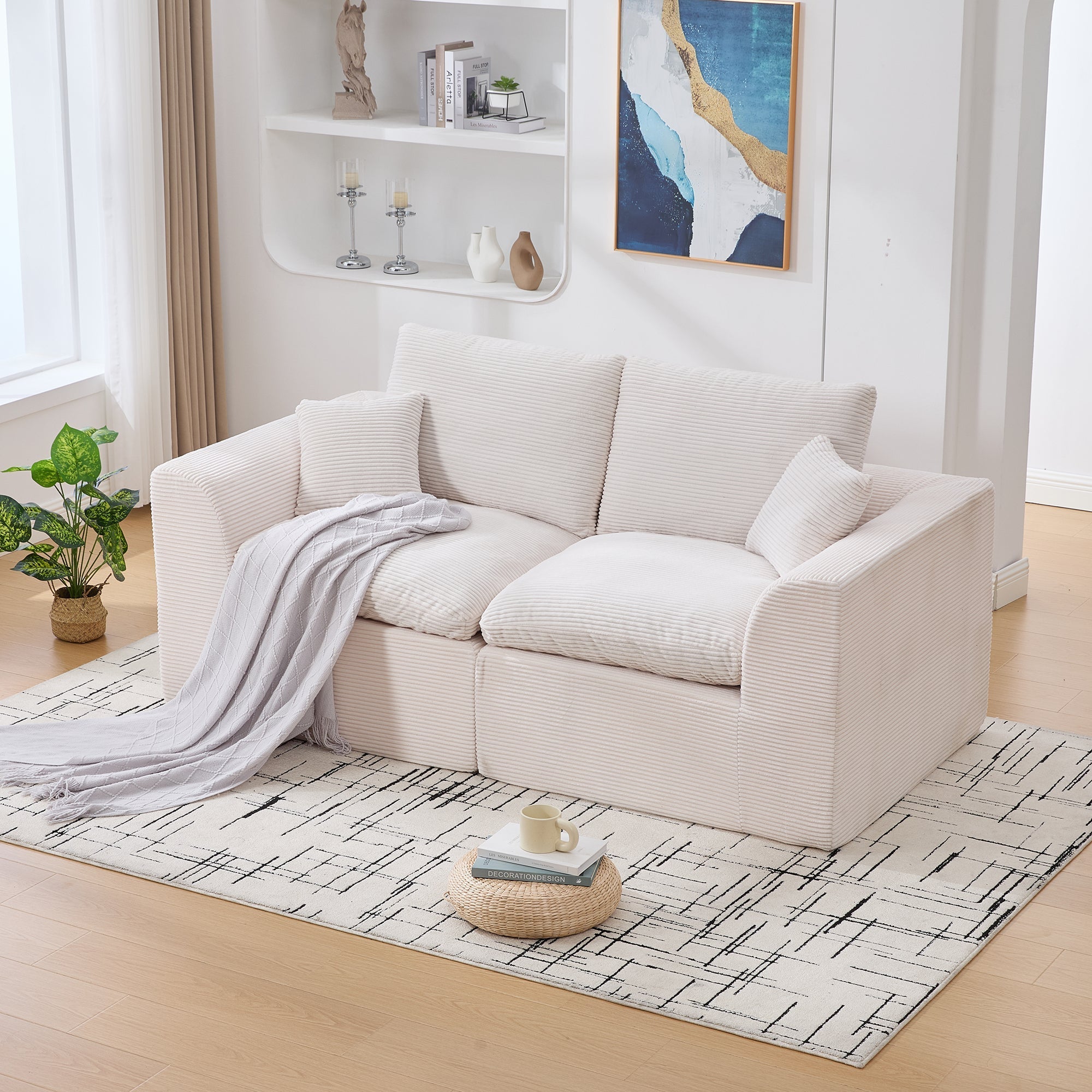 Sofa Two-Seater Modern Minimalist Nordic Style - Fabric