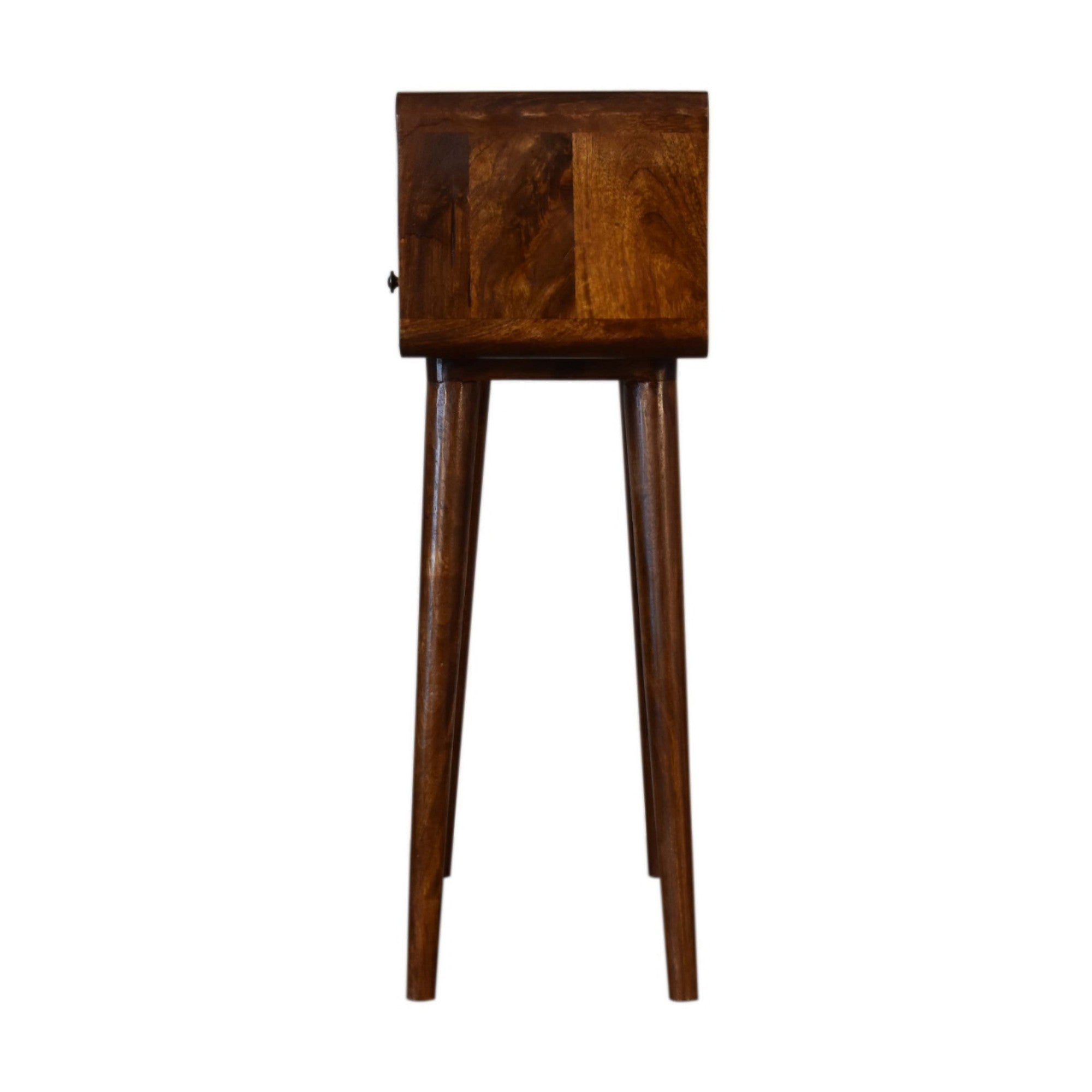 Mini Console Table, 2 Drawers Open Slot, Solid Wood Dark Brown