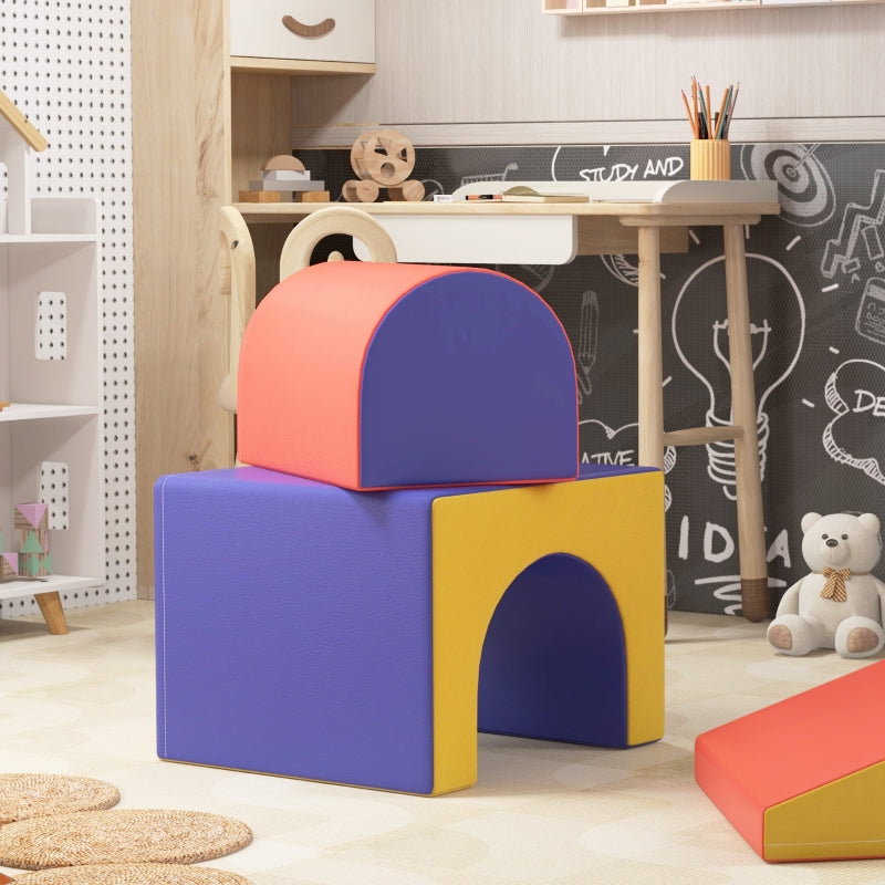 Soft Building Blocks Set for Climbing and Sliding, for Children Aged 1-3, Multicoloured