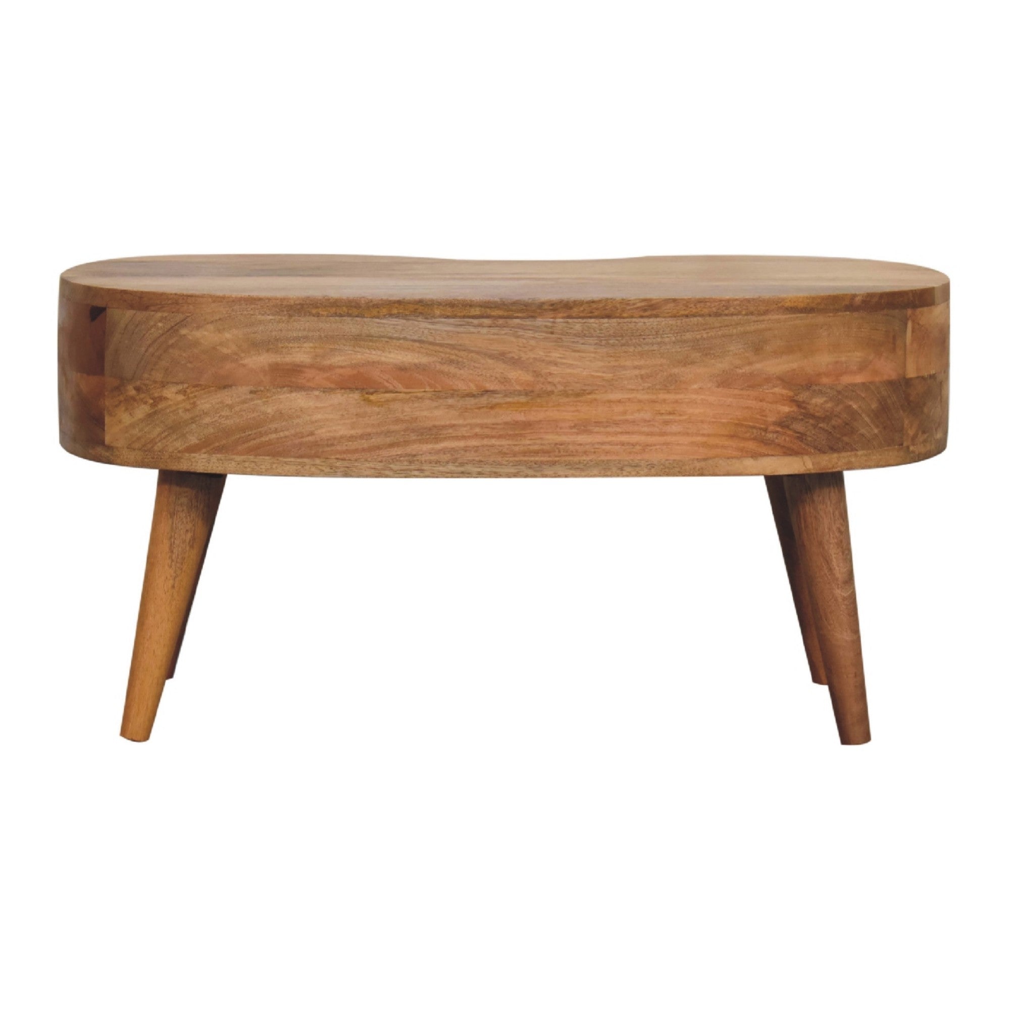 Solid Wood Wave Coffee Table, 1 Drawer Open Slot, Beige
