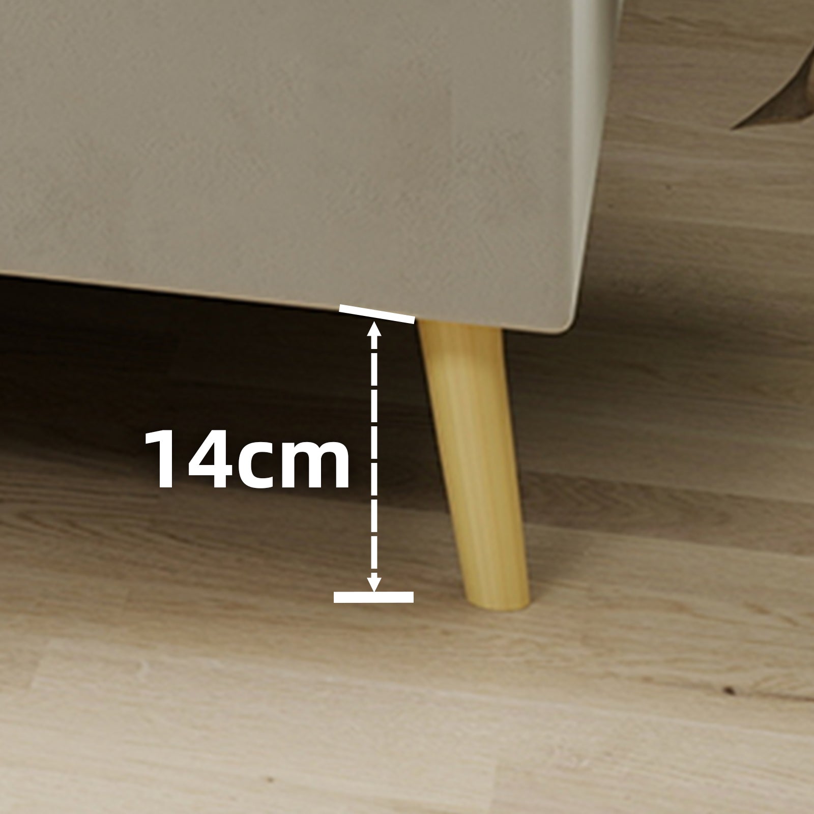 Modern Minimalist Bed Frame 160x200cm Low-Profile Base, Beige Dutch Velvet