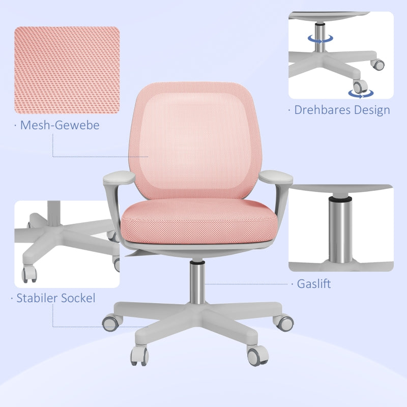 Vinsetto Office Chair, Ergonomic Desk Chair, Swivel, Height Adjustable, Pink