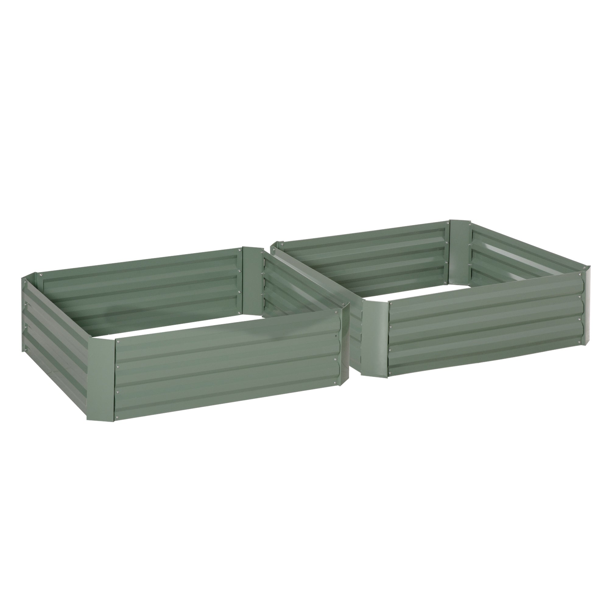 Garden Bed Planter 100x100x30cm for Vegetables & Flowers, Galvanized Steel Green