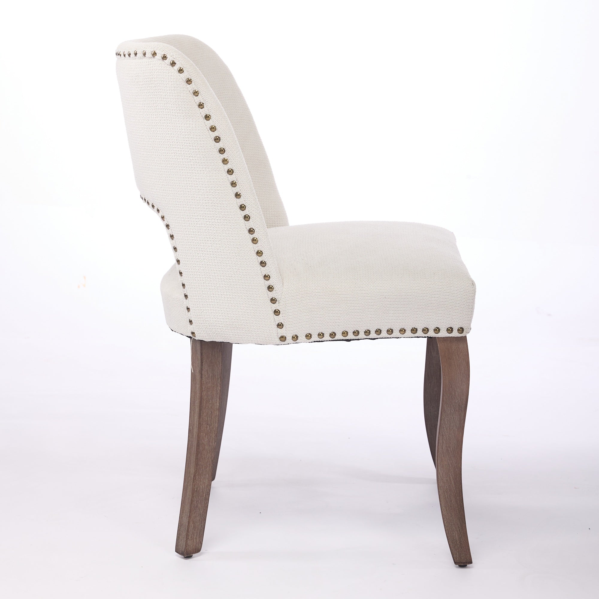 Wooden Dining Chairs Set of 2 Modern Fabric Upholstered Farmhouse - Beige
