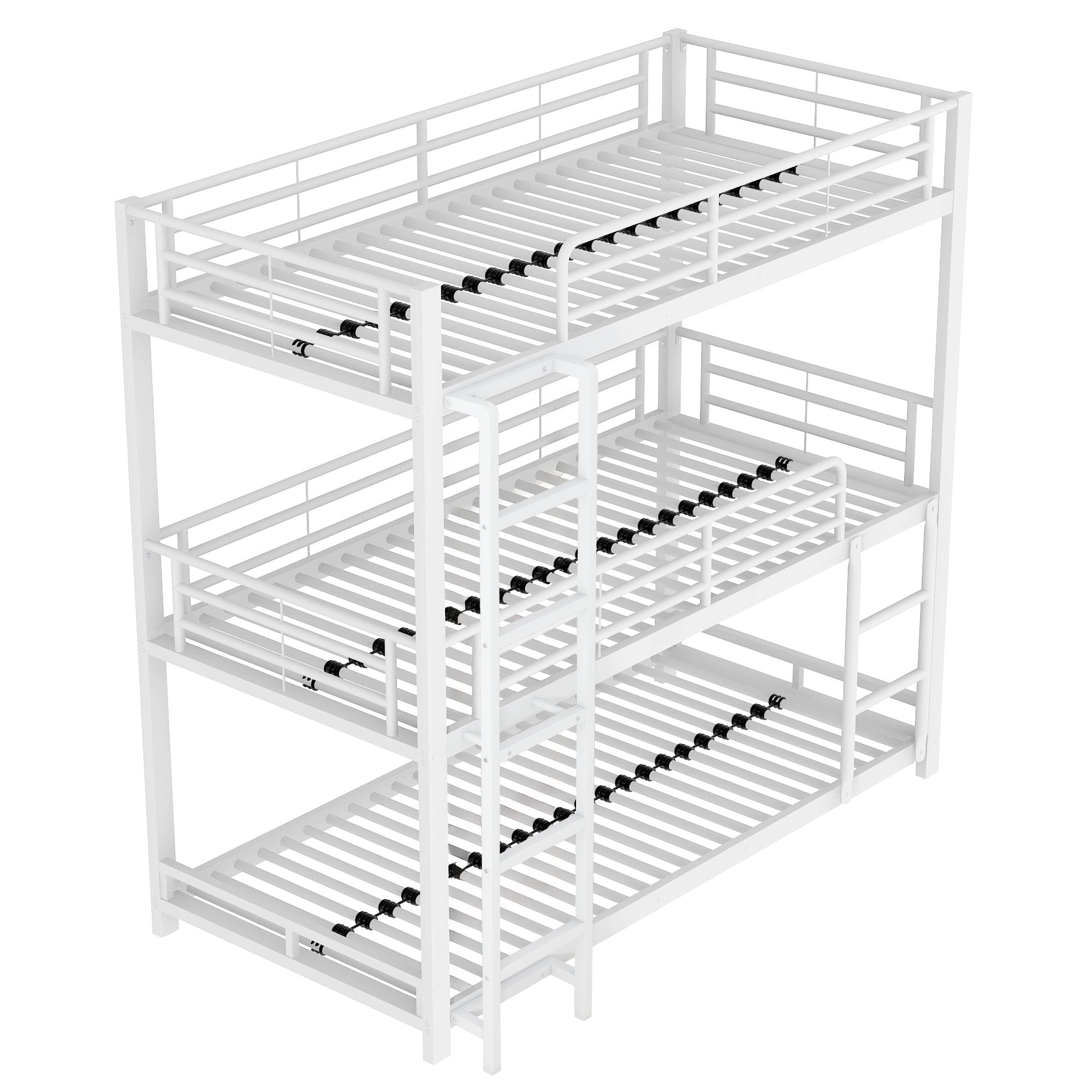 Triple Bunk Bed Frame for Children and Adults, 90x200cm Metal, White
