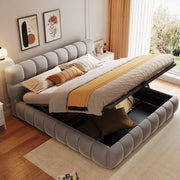 Upholstered Bed 140x200cm Hydraulic Storage Velvet Grey