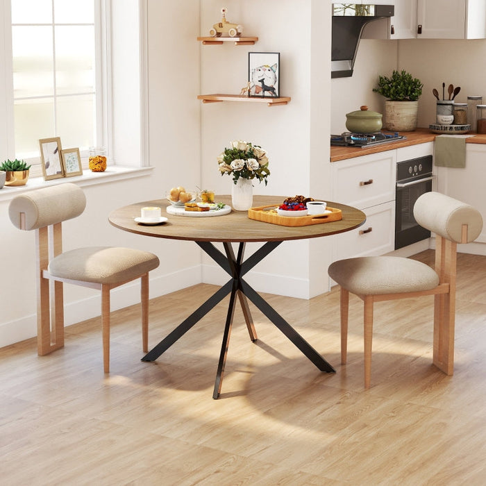 Round Dining Table Ø120 Industrial Steel Legs, Oak