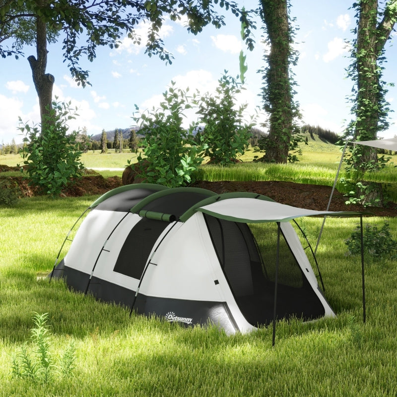 Three-Man Camping Tent Two Rooms and Porch Green
