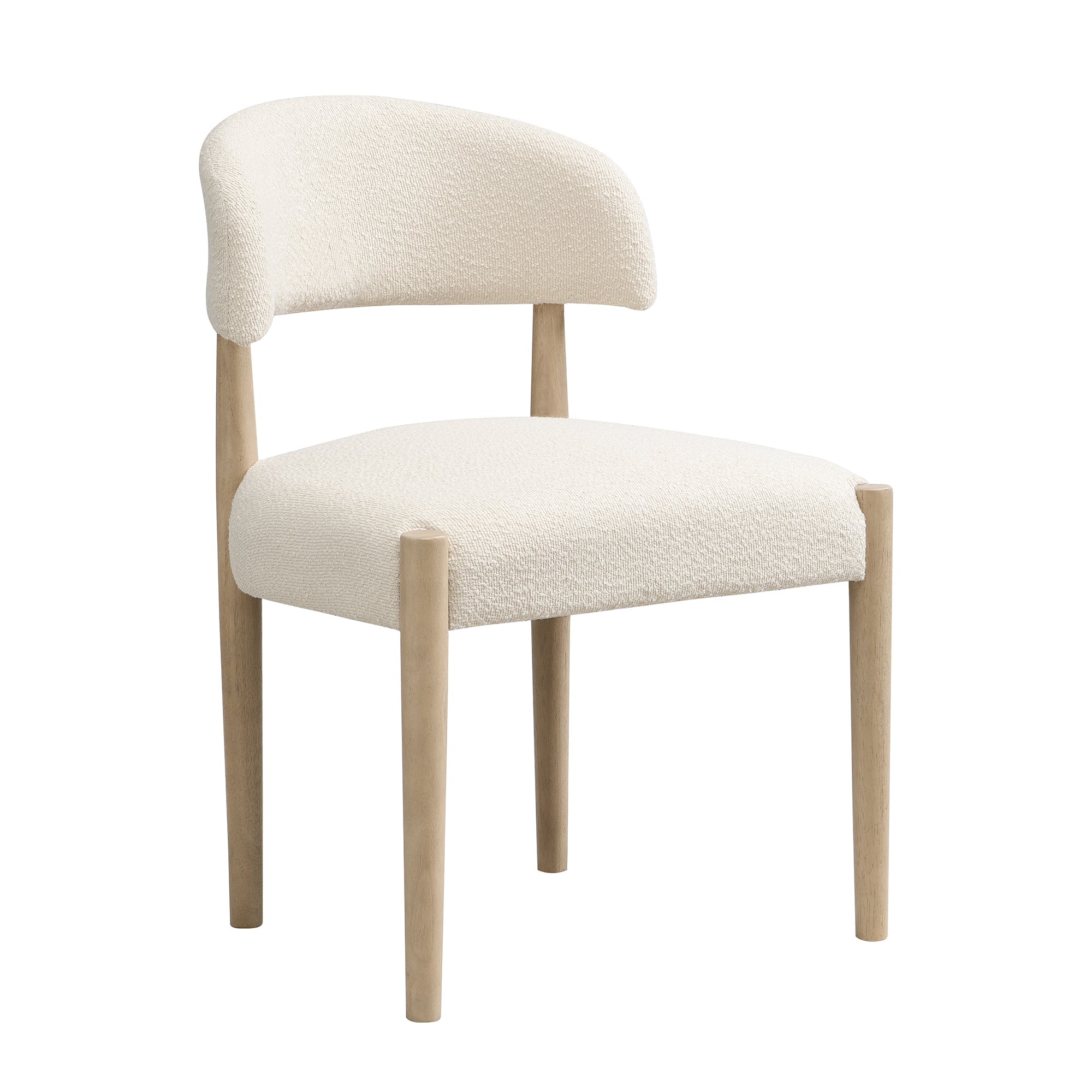 Solid Wood Dining Chairs Set of 2 Modern Bouclé Natural