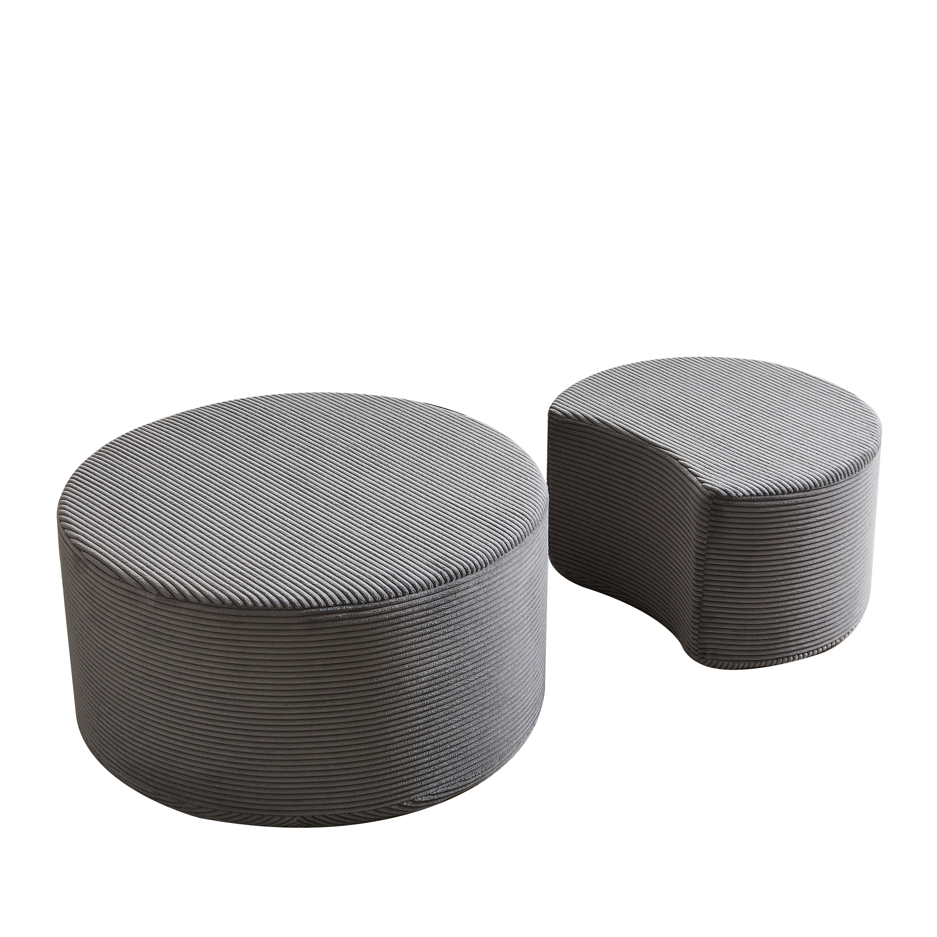 Coffee Table Set, 2-Piece Upholstered Round Foam