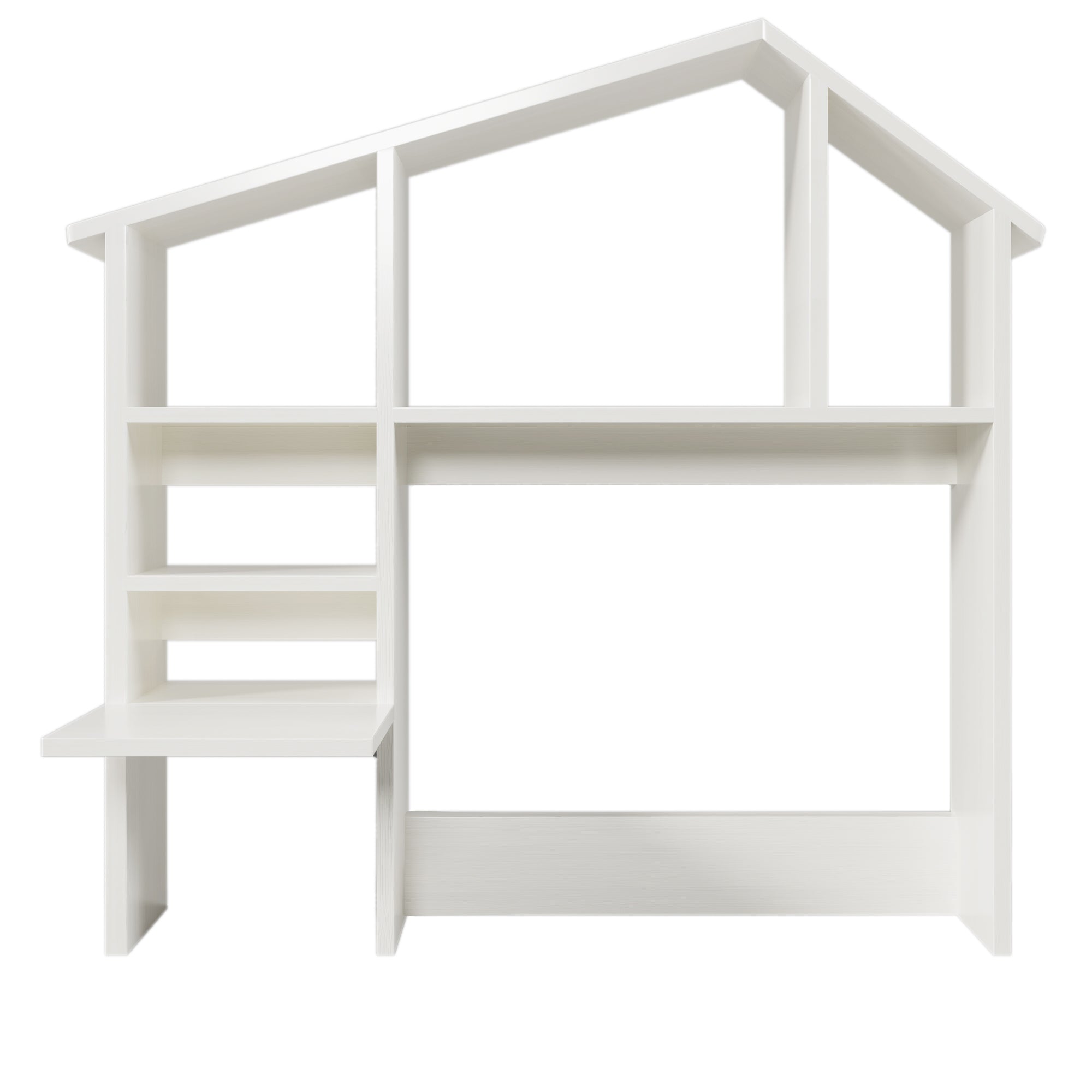 Wooden Shelf with Storage Space, Folding Bedside Table, Anti-Tip, White