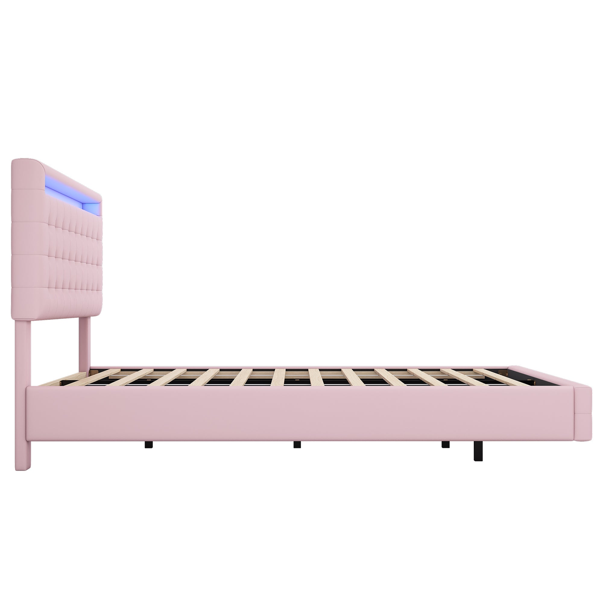 Flatbed 140x200cm LED Light Adjustable Headboard - Pink PU
