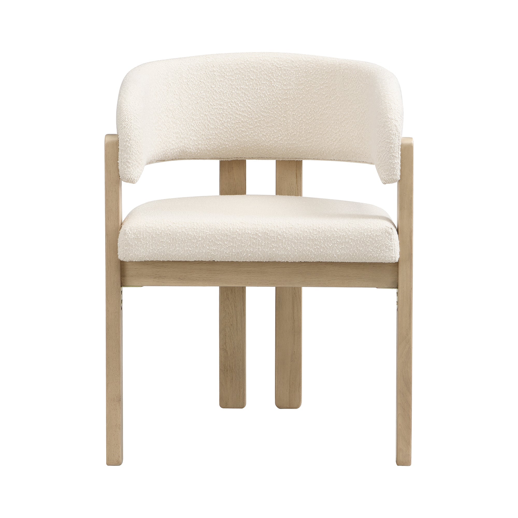 Solid Wood Dining Chairs, Set of 4 Modern Breathable Seats, Natural Bouclé