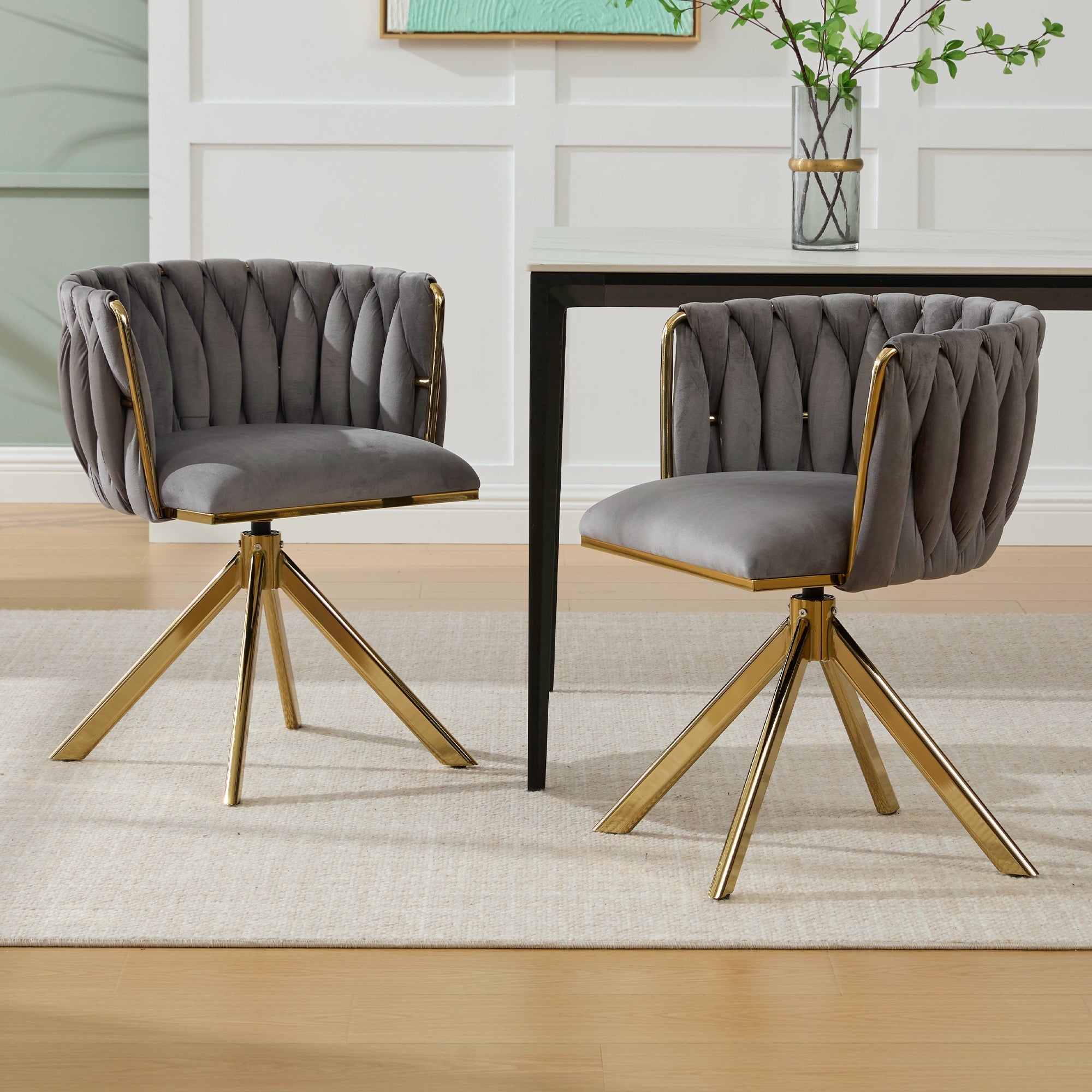 Velour Armchair, Swivel, Ergonomic, Heavy-Duty Metal Frame