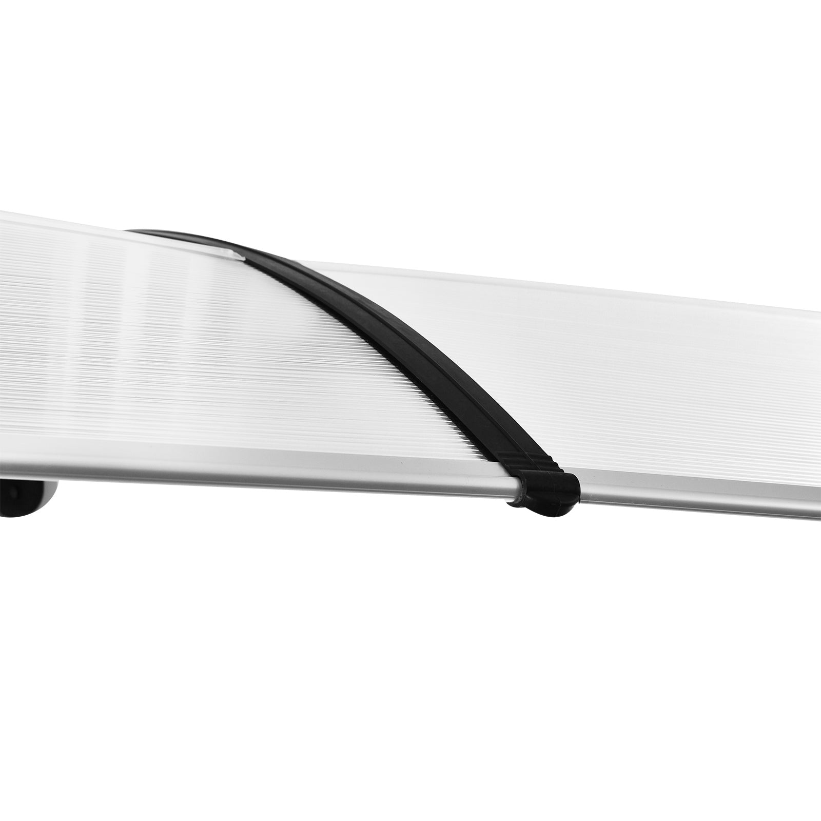 Vordertürüberdachung, 75x195x23 cm, 5mm Polycarbonat, Transparentes Aluminium