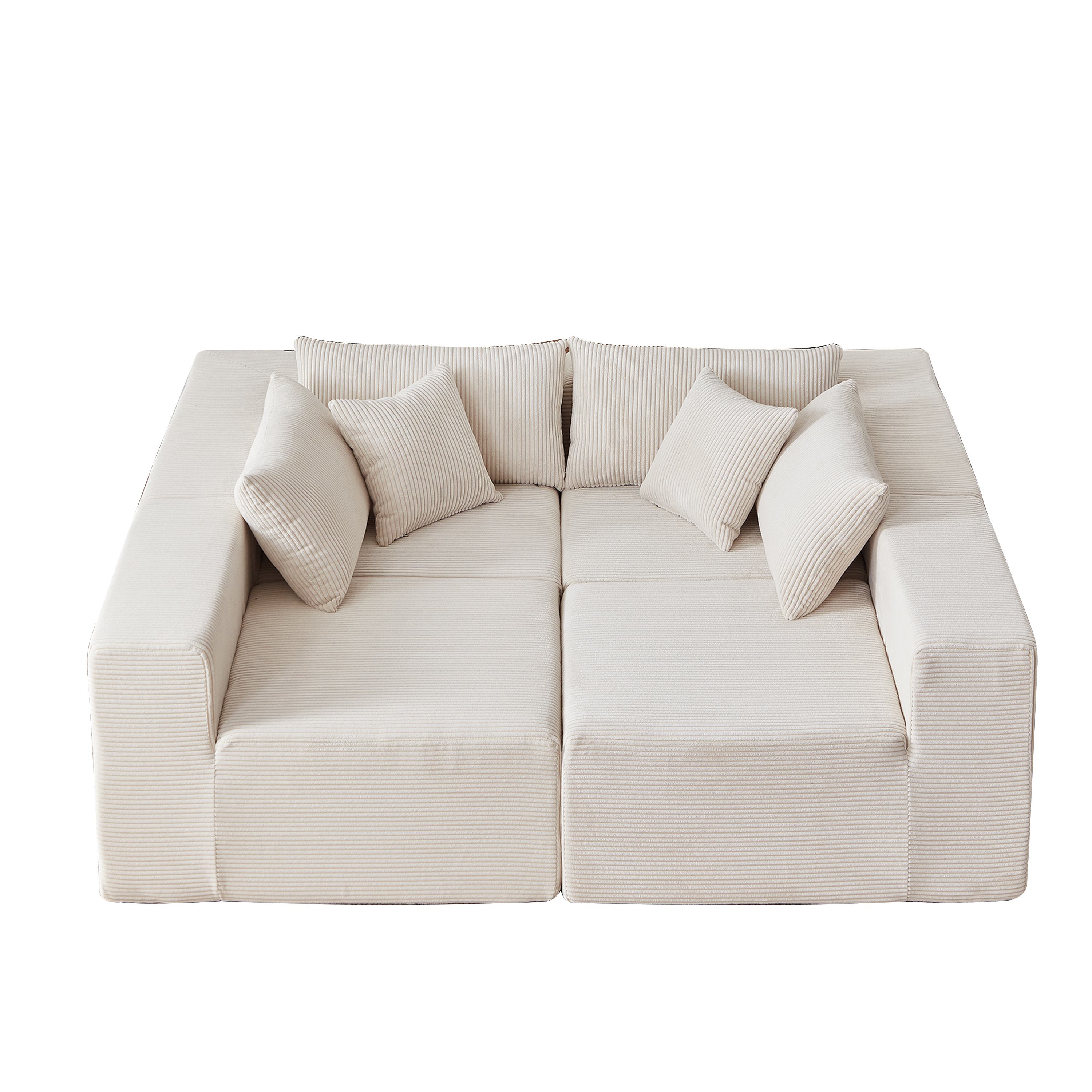 Modular L-Shaped Sectional Sofa 104-Inch 4-Piece - Corduroy