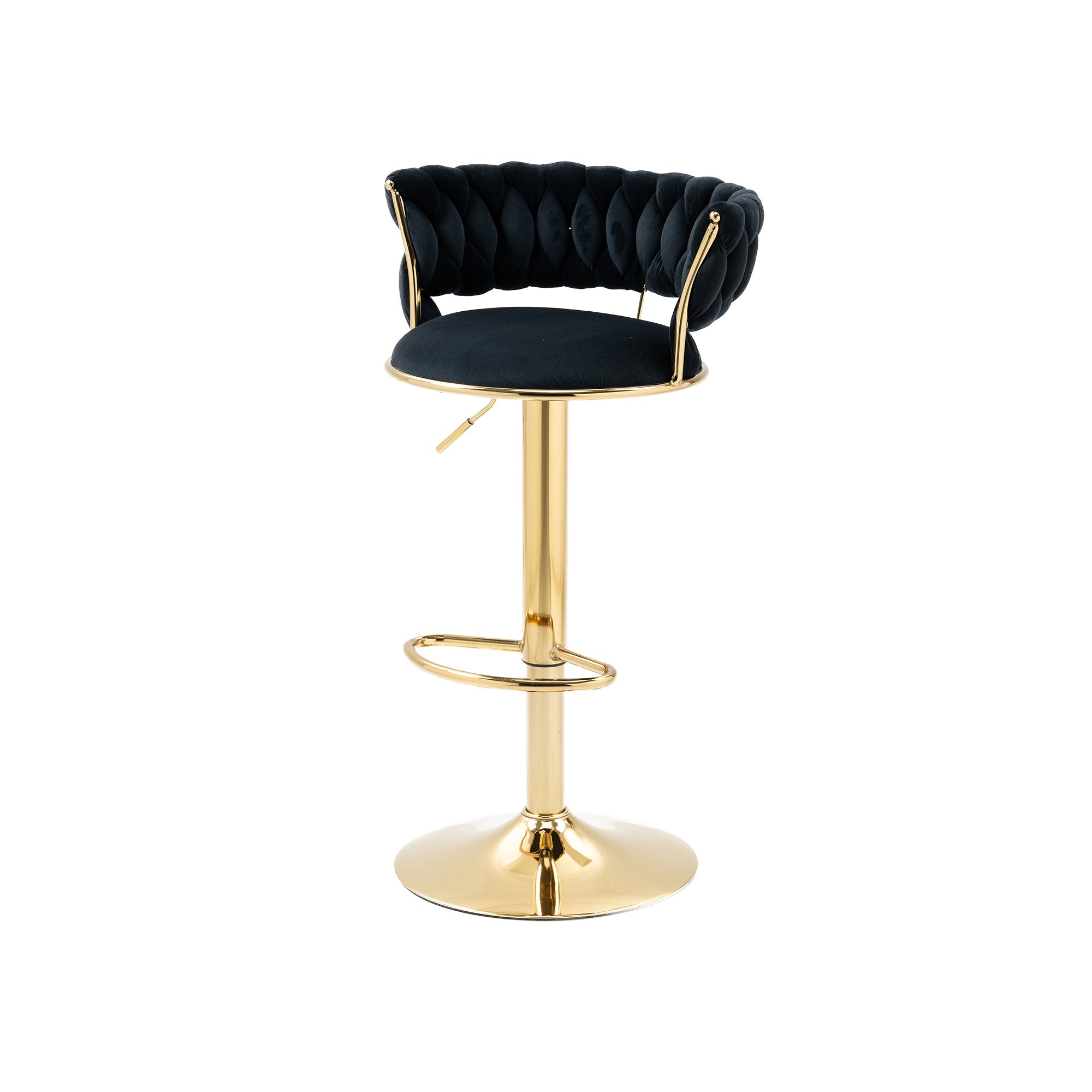 Velvet Swivel Bar Stool Set, Adjustable Height with Handcrafted Backrest