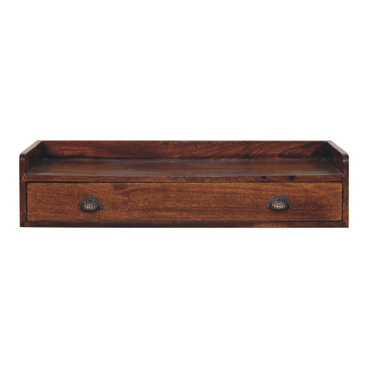 Belmont Wall-Mounted Console Shelf 1 Drawer Solid Wood Dark Brown