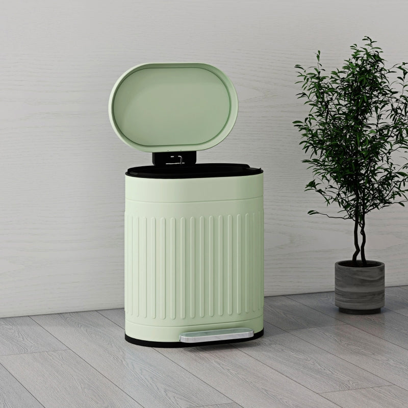 20L Kitchen Bin Pedal Operated Soft-Close Lid Metal Light Green
