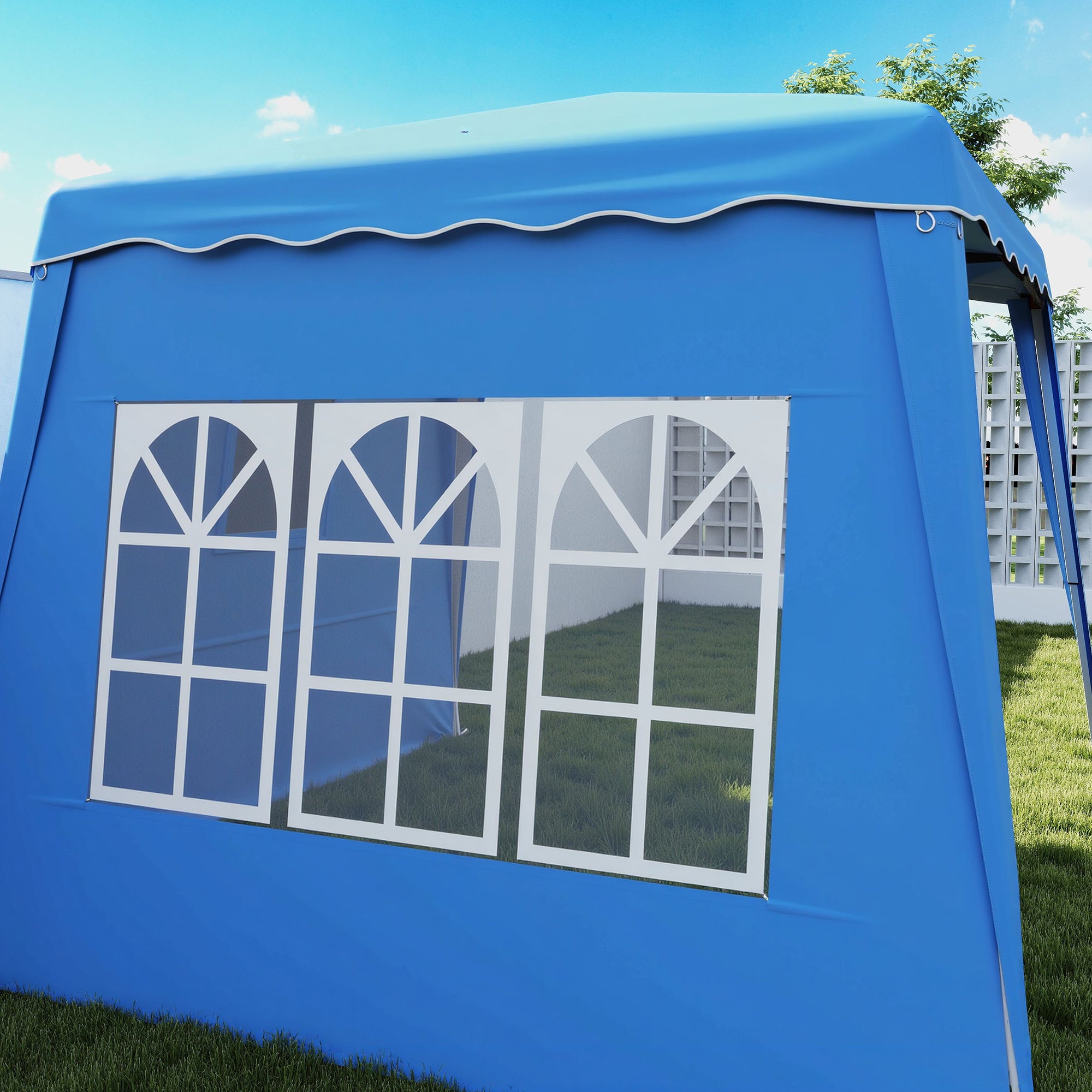 Two Wall Pop Up Gazebo 2.4x2.4m Blue