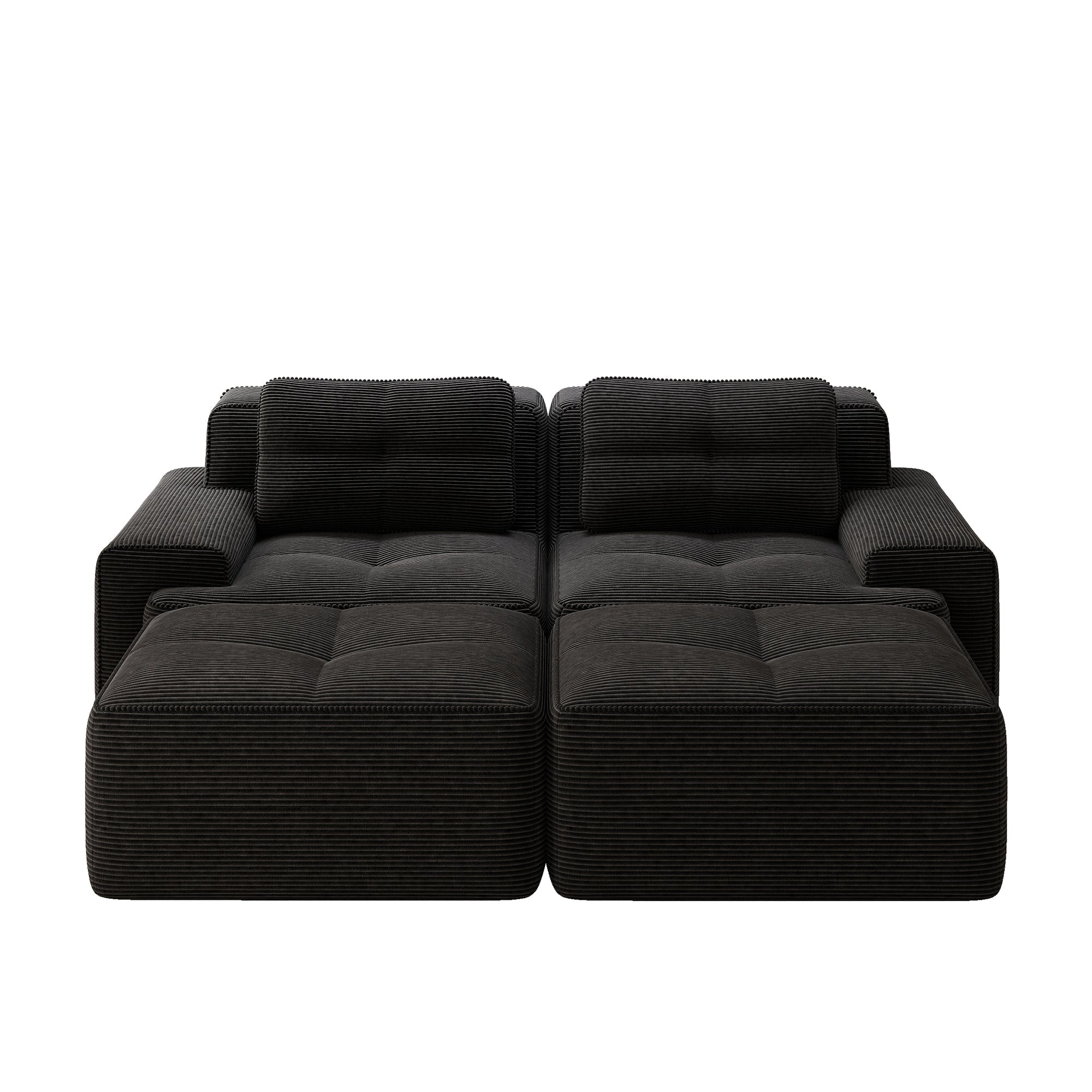 Cloud Modular Sofa U-shaped Ottoman Deep Seat - Corduroy Black