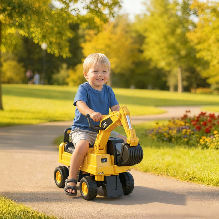 Children's Excavator Ride-on Toy with Functional Shovel and Non-slip Wheels, Yellow and Black
