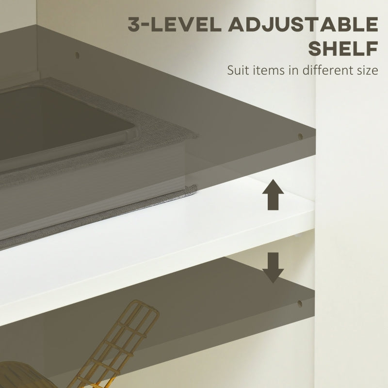 Kitchen Sideboard Storage Cabinet Double Doors Adjustable Shelf, White