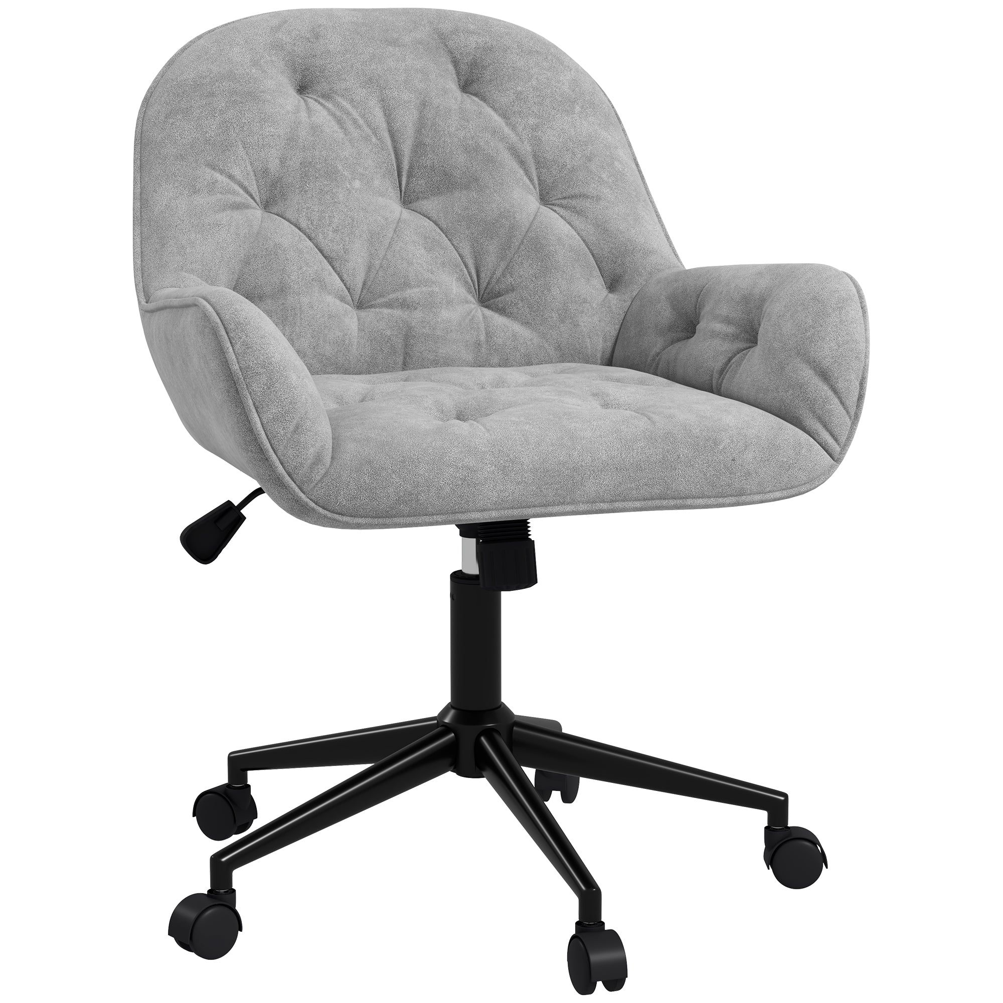 Vinsetto Swivel Chair, Height-Adjustable Ergonomic, Light Grey Velvet