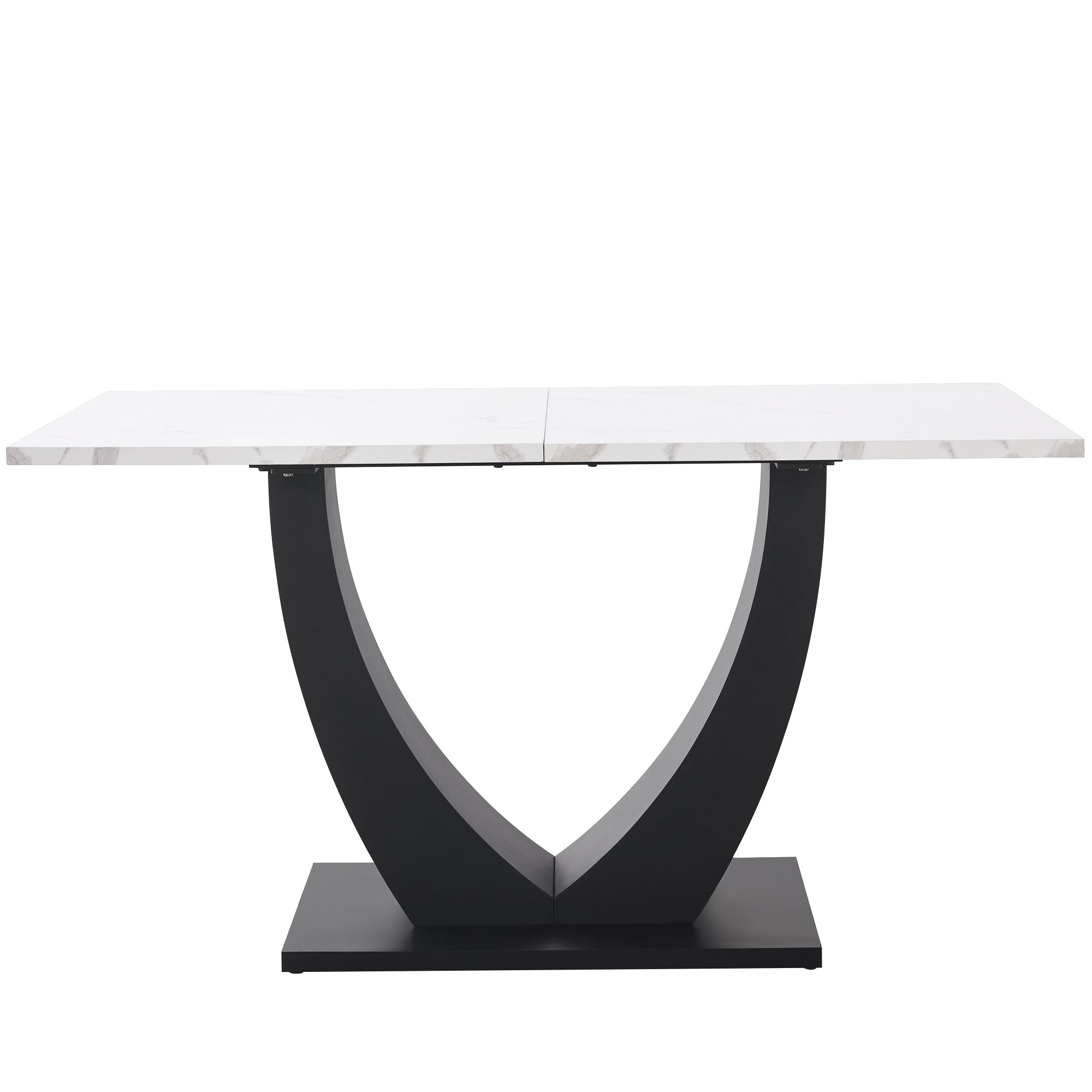 Dining Table Set 5-Piece Modern U-Shaped White Marble Grey Velvet