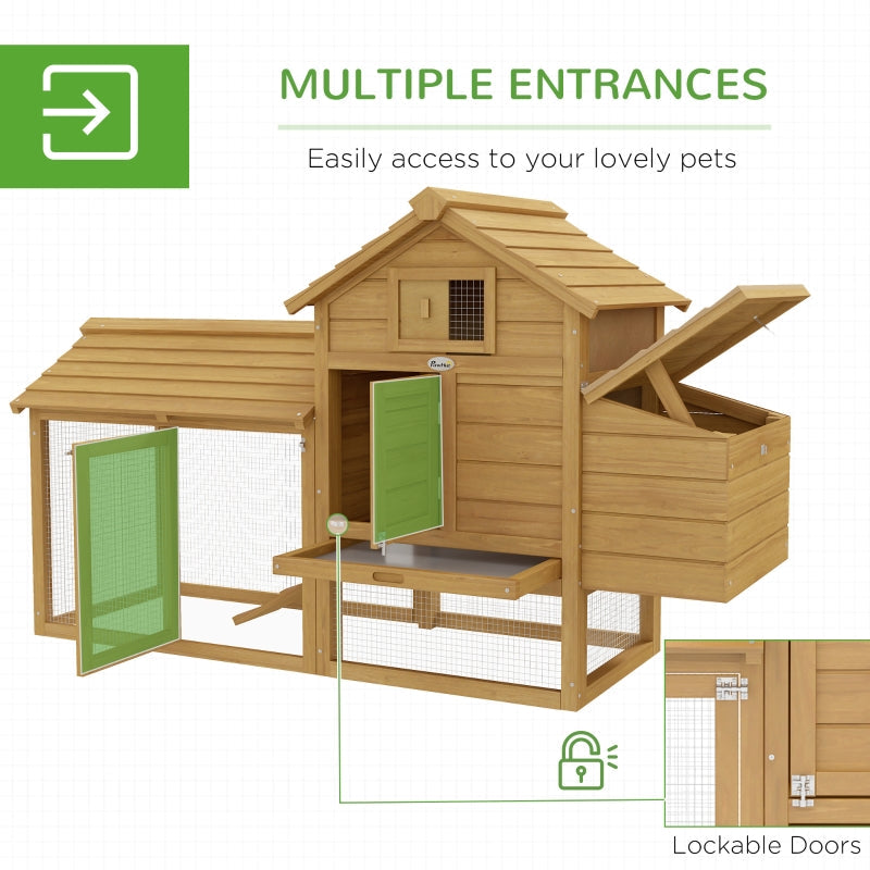 Small Chicken Coop, Hen House with Run Nesting Box, Wood
