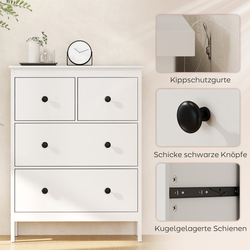 chest of drawers, 4 drawers for clothes and linen, chipboard white