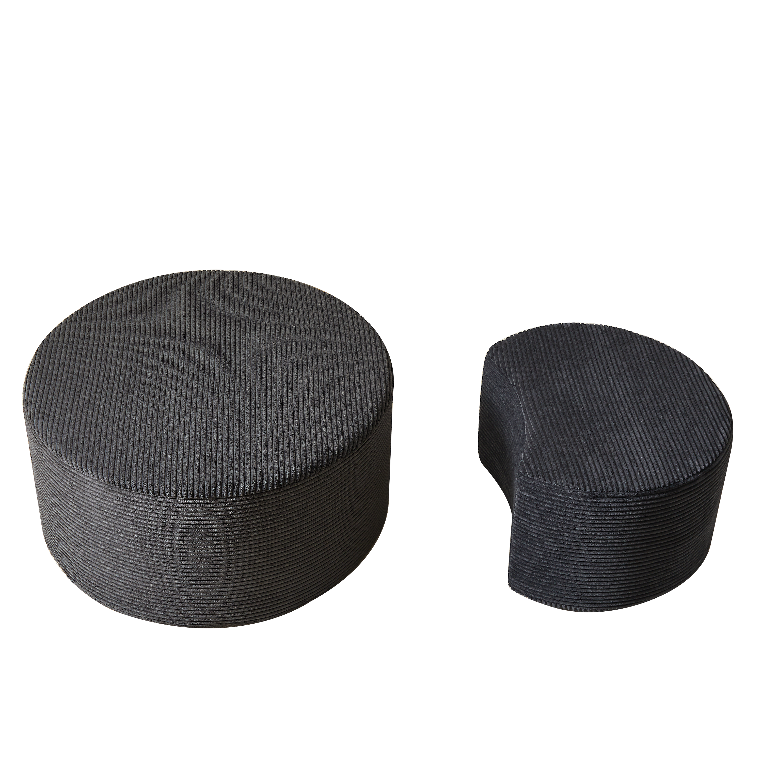 Coffee Table Set, 2-Piece Upholstered Round Foam
