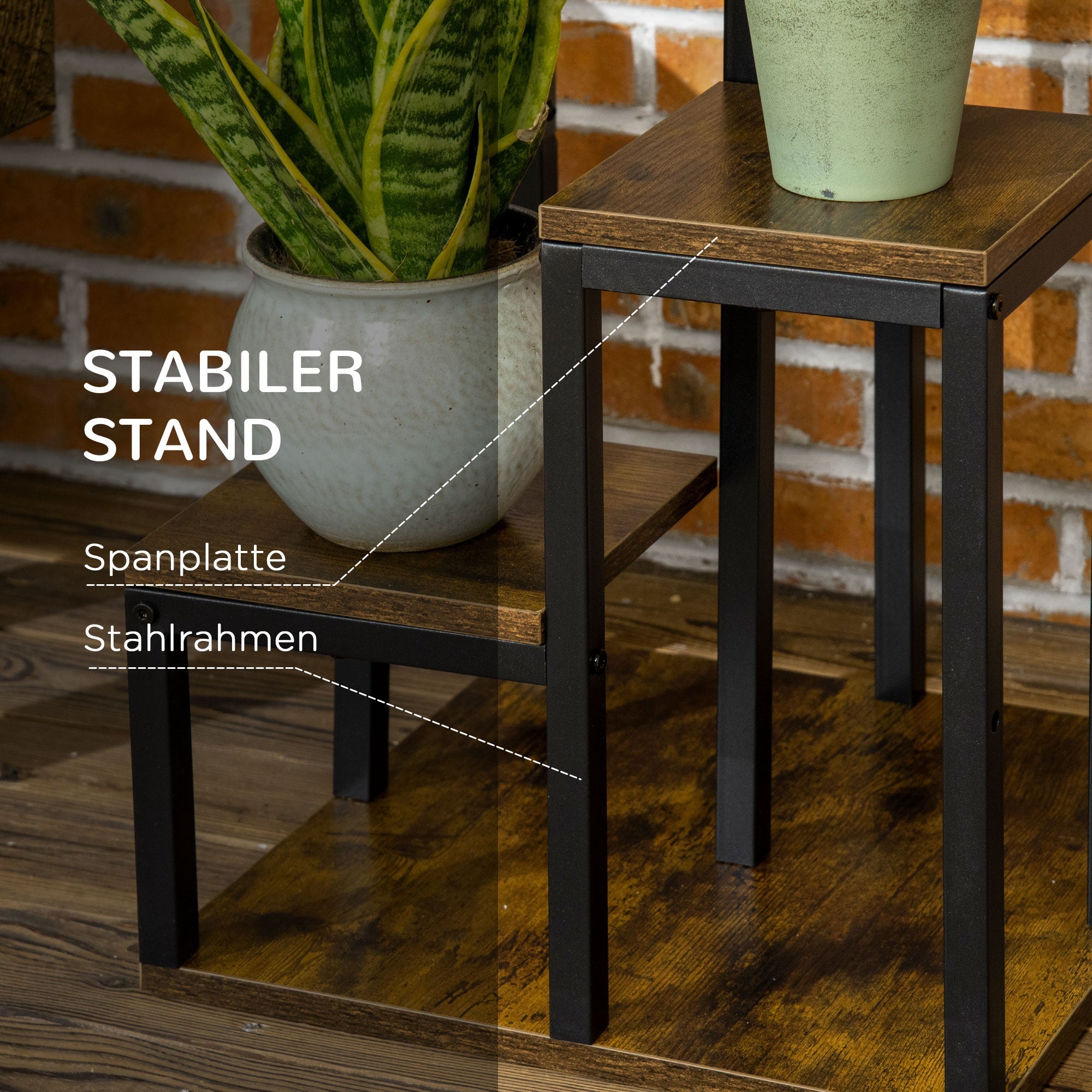 Plant Stand, 4-Level Multifunctional Shelf, Brown