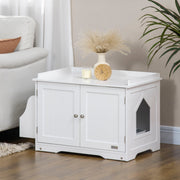 Cat Litter Box, Adjustable Divider Magnetic Doors, White