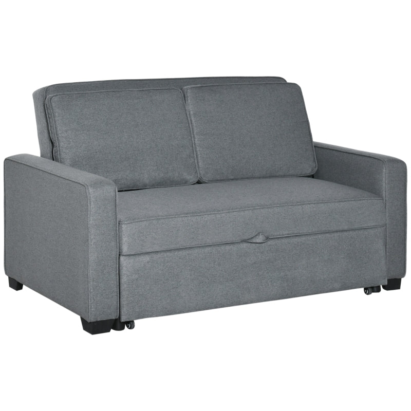 Double Sofa Bed with Adjustable Backrest, Pull Out, Click Clack, Grey