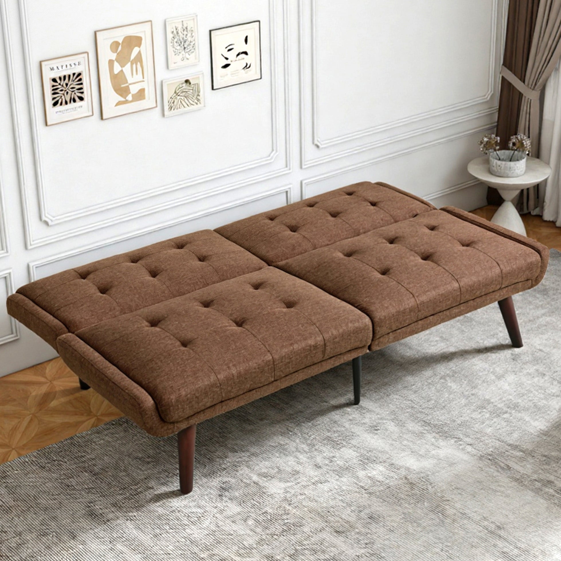 Foldable Futon Sofa Bed 146cm 5-Position Adjustable Backrest - Brown