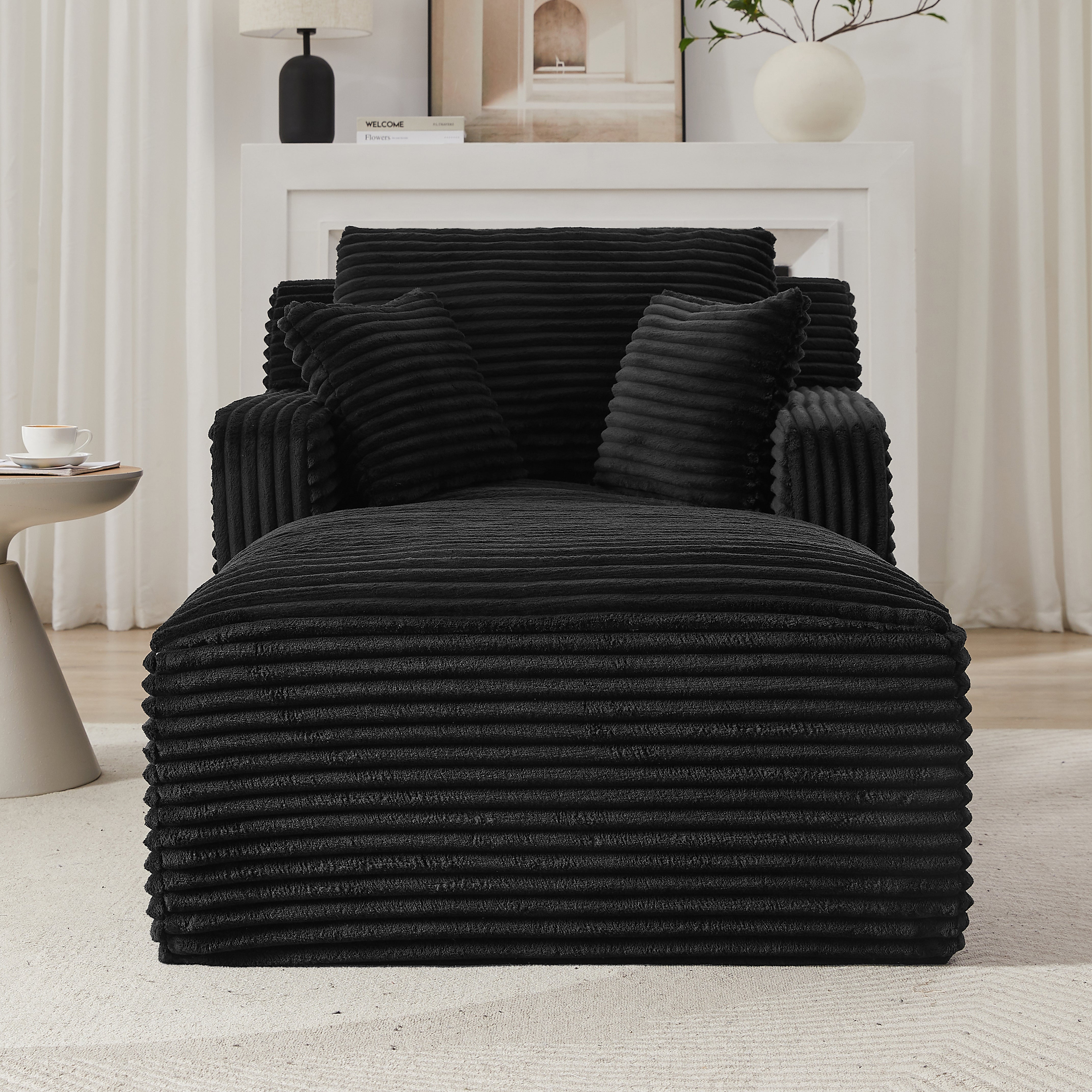 Modern Chaise Longue Sofa, Sleeper/Recliner, Corduroy