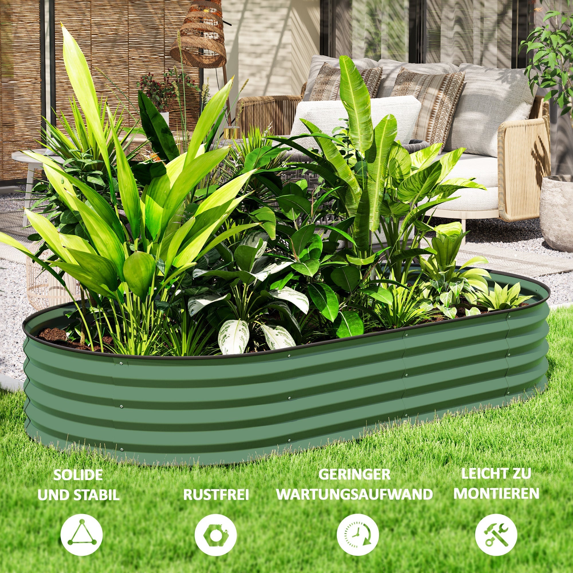 Raised Garden Beds 2-Piece Stackable Planters 181x93x30cm Steel