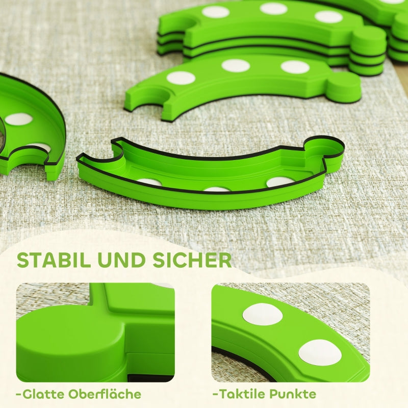 Balance Beam with 6 Curved Segments and Sensory Protrusions, 50 kg Capacity, Green